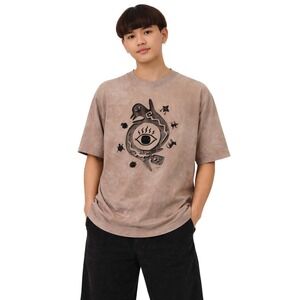 Vintage 90s Brown Dagoli Studio Tribal Graphic Tee Shirt Medium Made in Canada